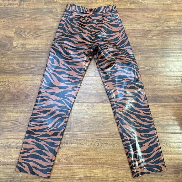 Kwaidan Editions Tiger Print Vinyl straight leg high rise pants 36 - Picture 6 of 9
